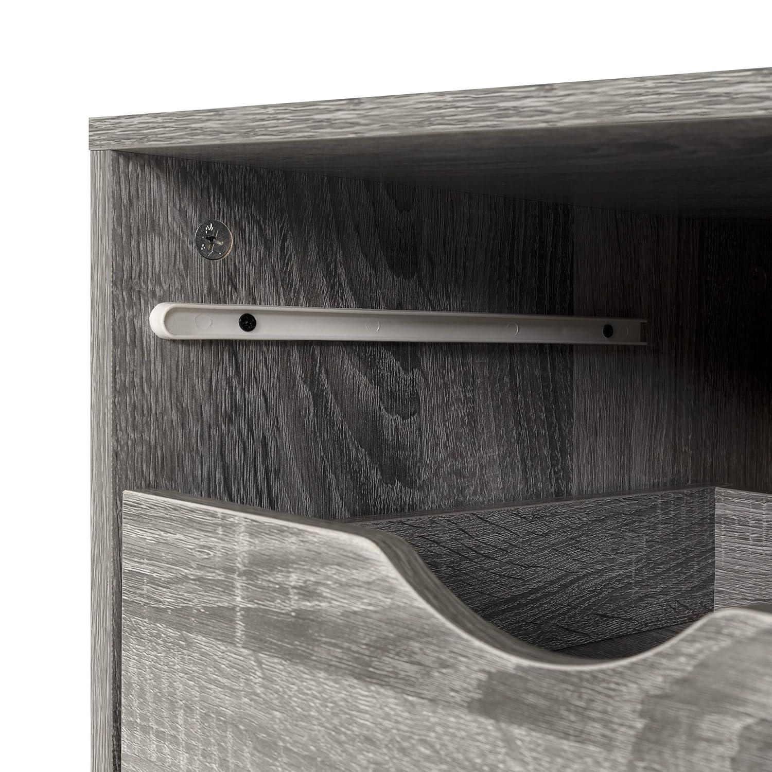 Grey Oak 5-Drawer Office Storage Cabinet with Casters