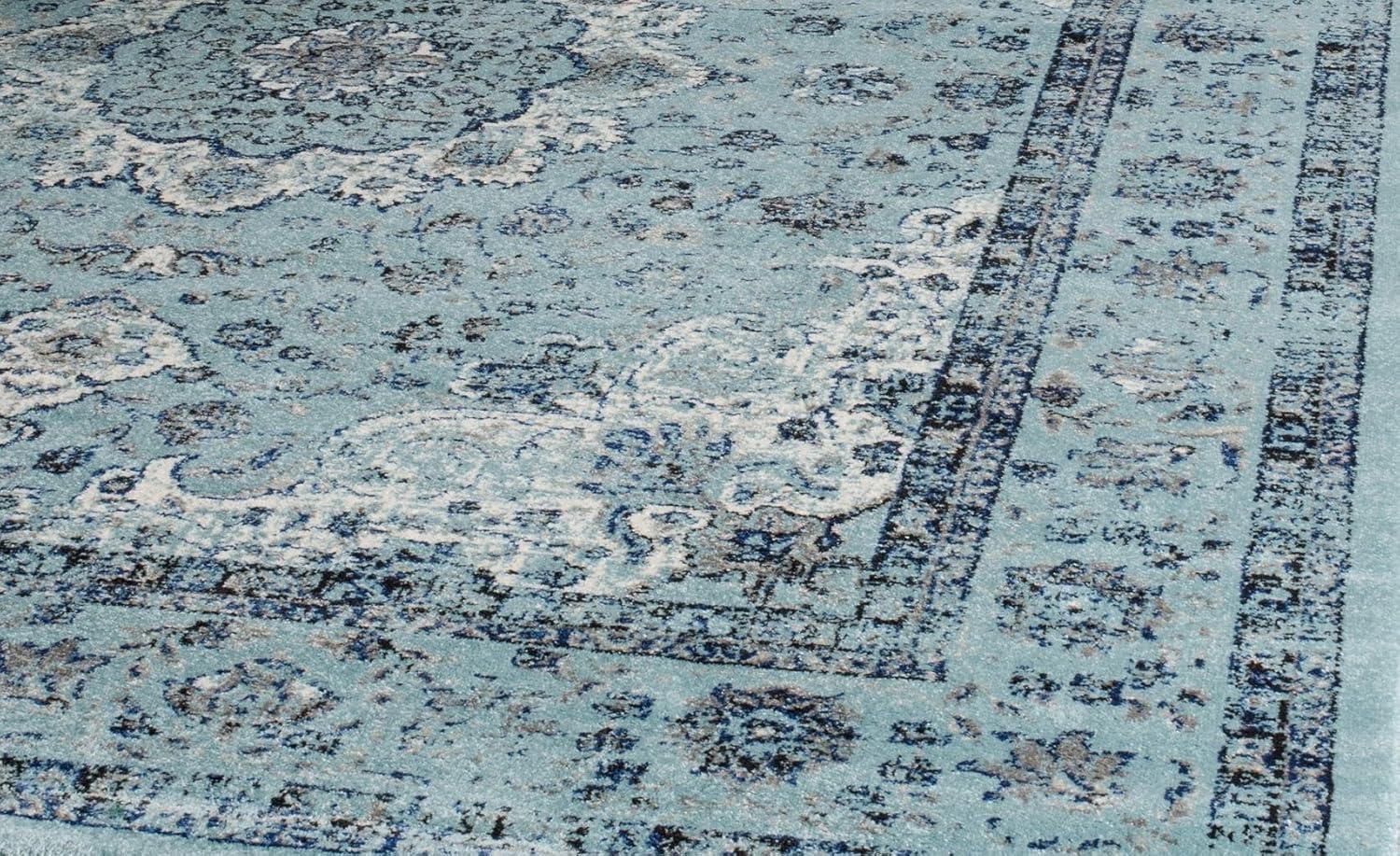 SAFAVIEH Evoke Teale Traditional Bordered Area Rug, Light Blue, 9' x 12'