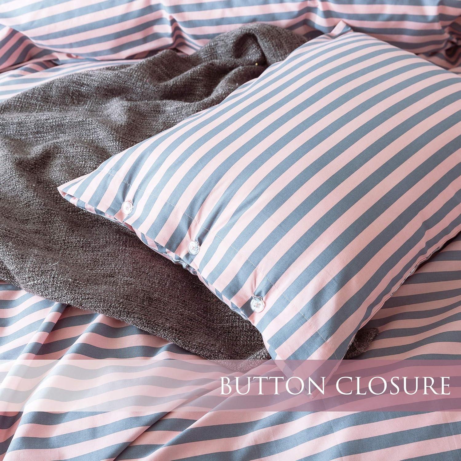 ANNA.Z HOME & DESIGN 3Pc Reversible Cotton Duvet Cover Set. 100% Cotton Percale Fabric. Pre-Washed Soft. Machine Washable.