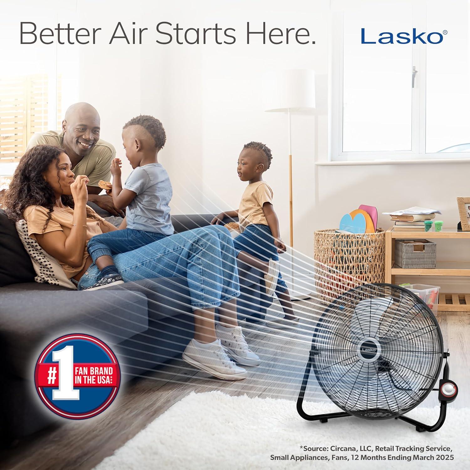 Lasko QuickMount 20" 3-Speed Max Performance High Velocity Wall Mounted Floor Fan, 2264QM