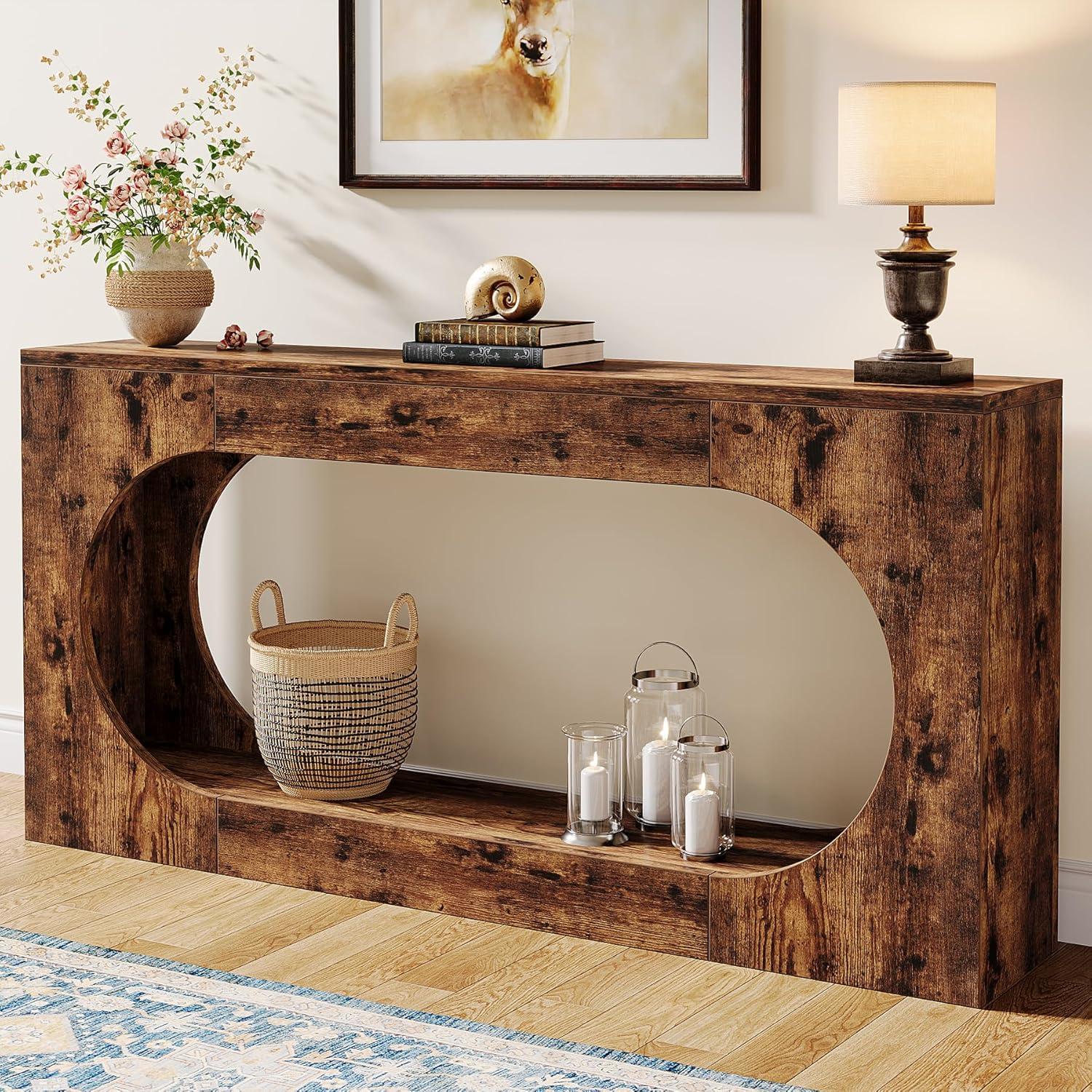 Millwood Pines 63-Inch Console Table,Narrow Sofa Table Behind Couch