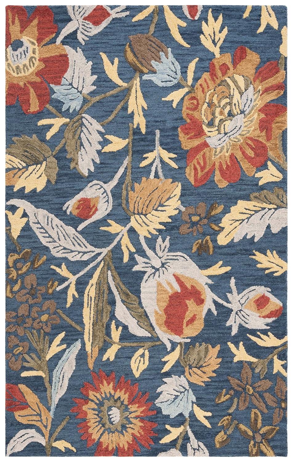 SAFAVIEH Blossom Tom Floral Runner Rug, Navy/Red, 2'3" x 8'