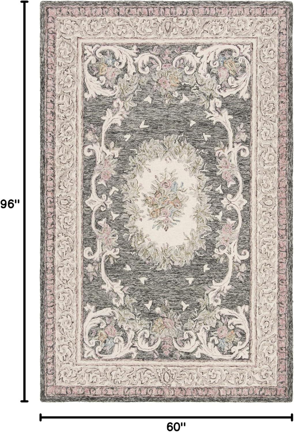 Aubusson AUB105 Hand Tufted Area Rug - Ivory/Charcoal - 5'x8' - Safavieh.