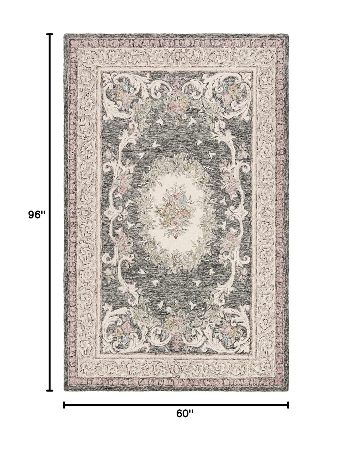 Aubusson AUB105 Hand Tufted Area Rug - Ivory/Charcoal - 5'x8' - Safavieh.