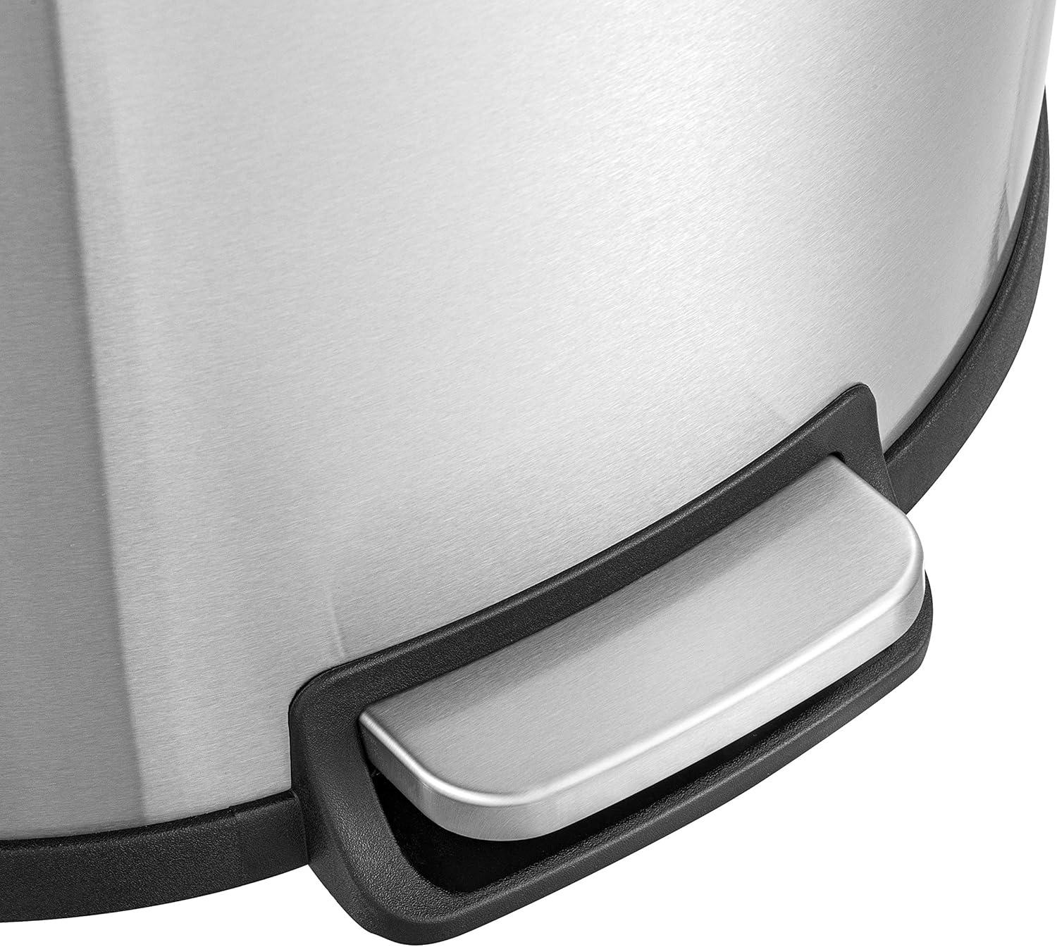 Qualiazero 13.2 Gallon Trash Can, D-Shape Step On Kitchen Trash Can, Stainless Steel