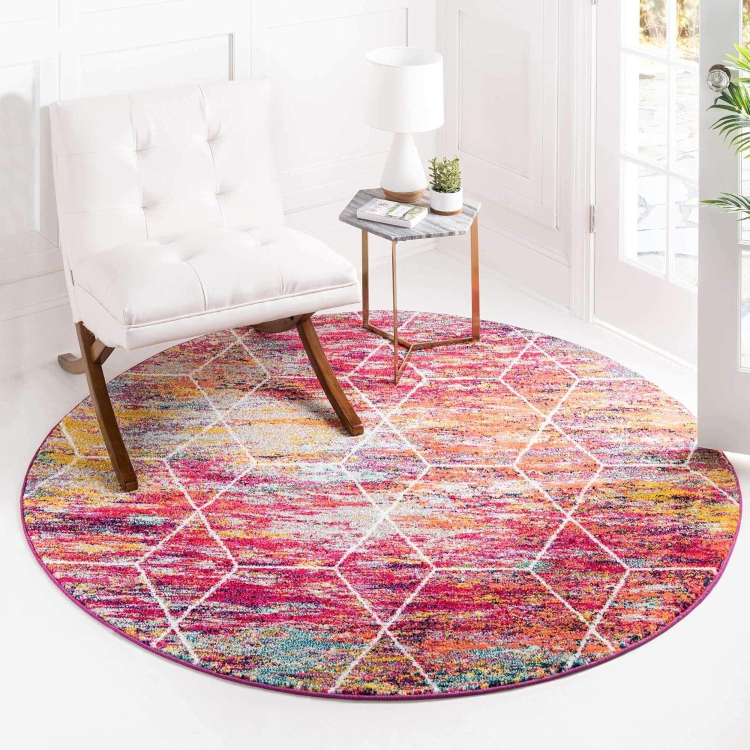 Unique Loom 7' 0 x 7' 0 Trellis Frieze Geometric Multi Area Rug