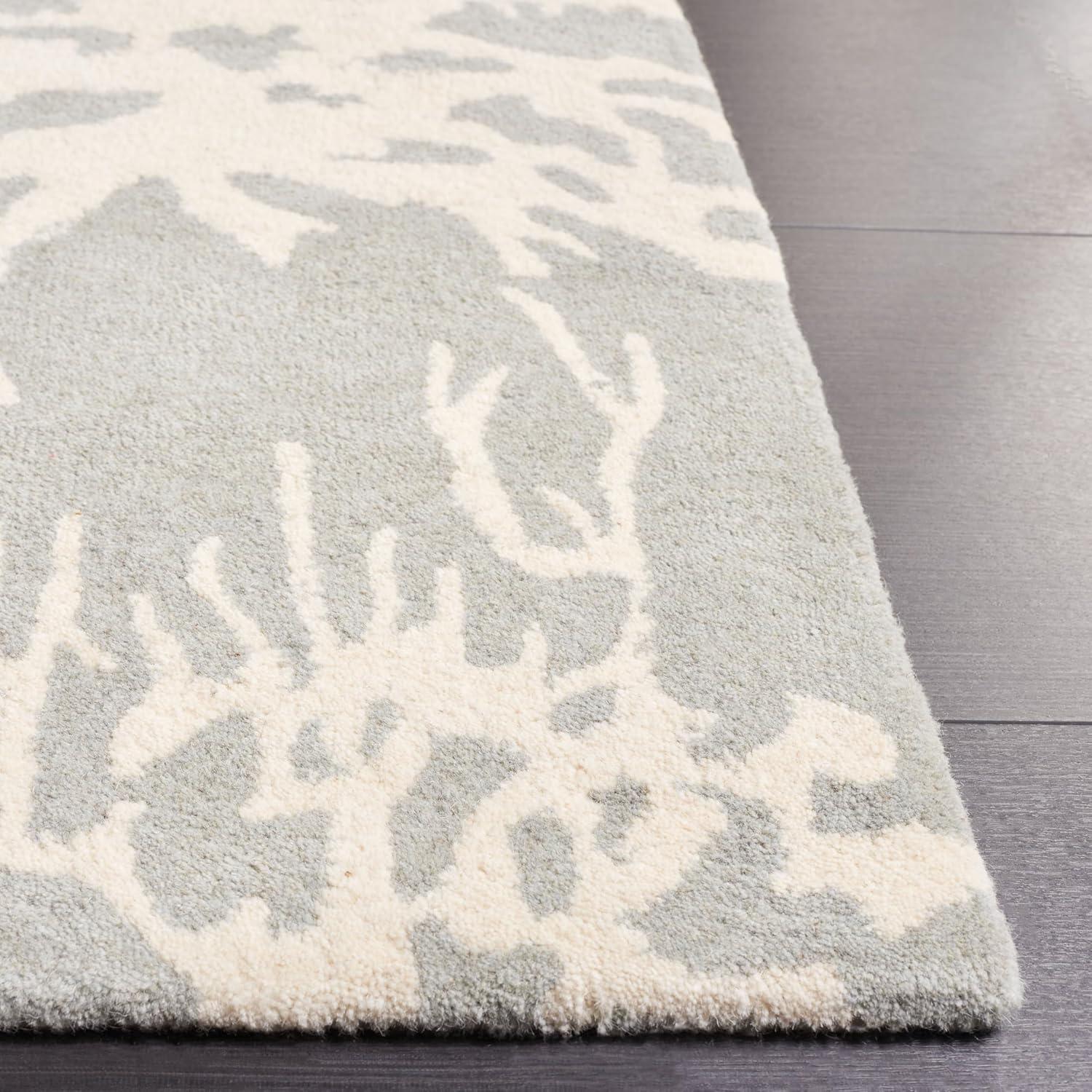 Bella BEL115 Hand Tufted Area Rug - Grey/Ivory - 5' Round - Safavieh.