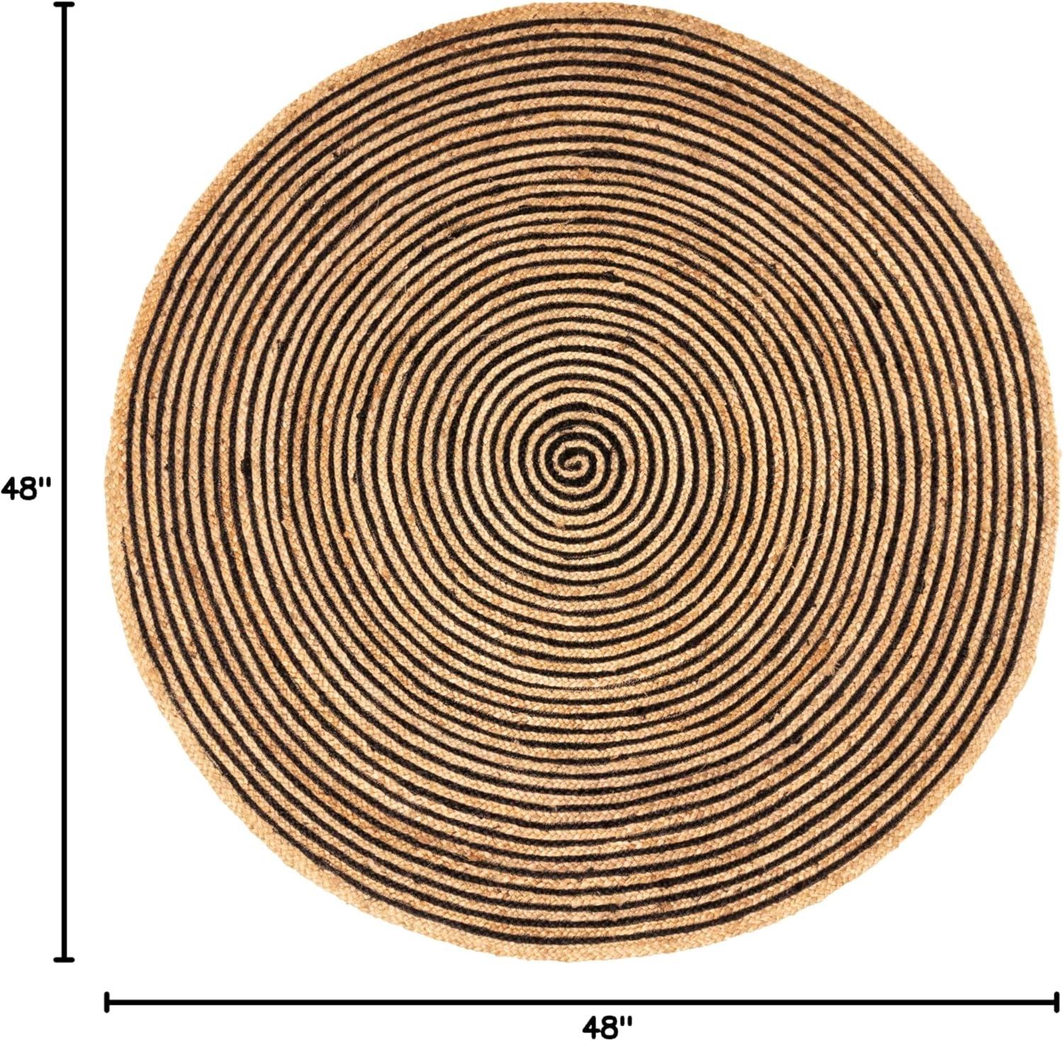 Superior Braided Jute Handwoven Indoor Outdoor Area Rug, 10' Round, Black