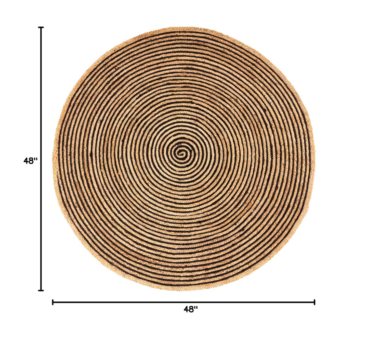 Superior Braided Jute Handwoven Indoor Outdoor Area Rug, 10' Round, Black