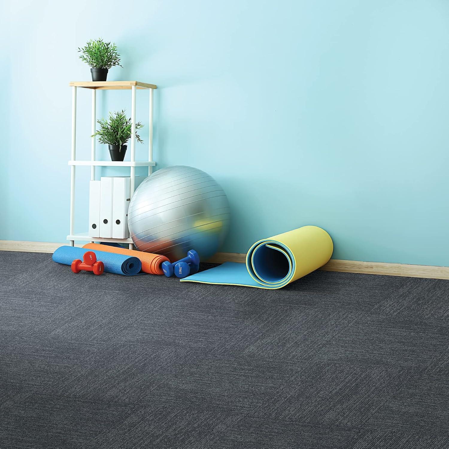 Elite 24" x 24" Dark Gray Nylon Loop Carpet Tile