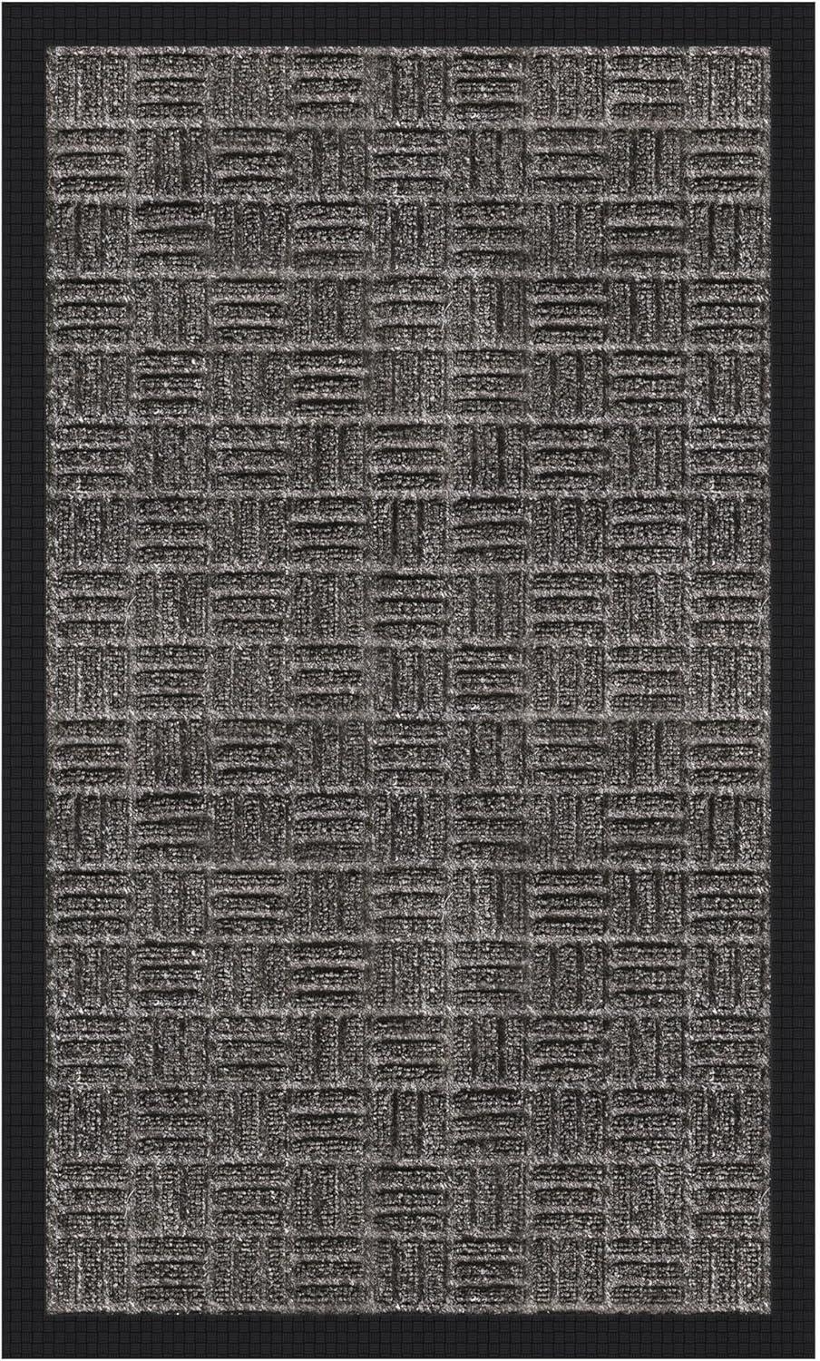 Ottomanson Easy clean, Waterproof Non-Slip Indoor/Outdoor Rubber Doormat, Black