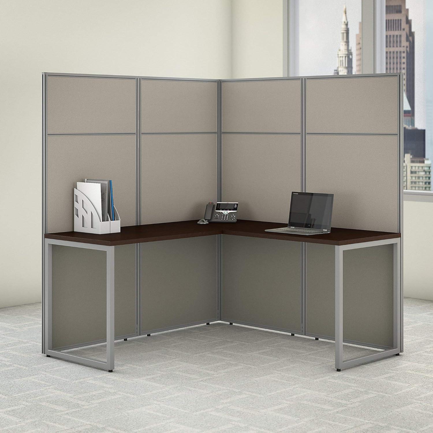 Bush Business Furniture Easy Office L-Shaped 1 Person Cubicle with Cable Management