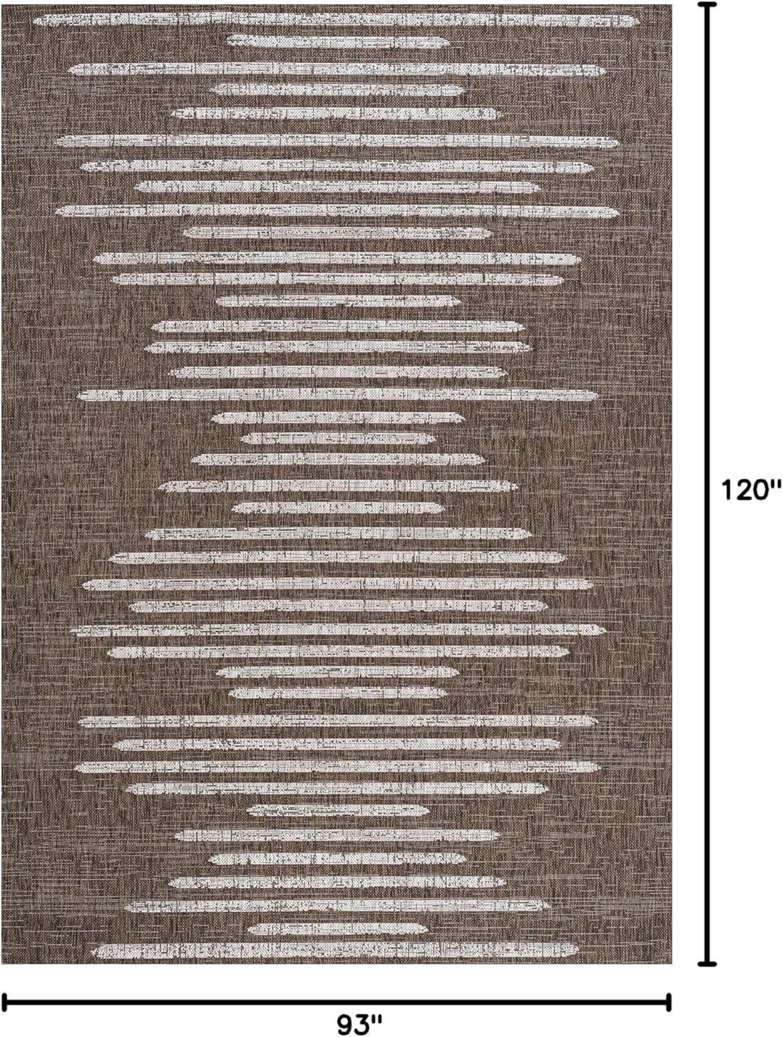 8'x10' Zolak Berber Stripe Geometric Indoor/Outdoor Area Rug, Brown/Beige - JONATHAN Y