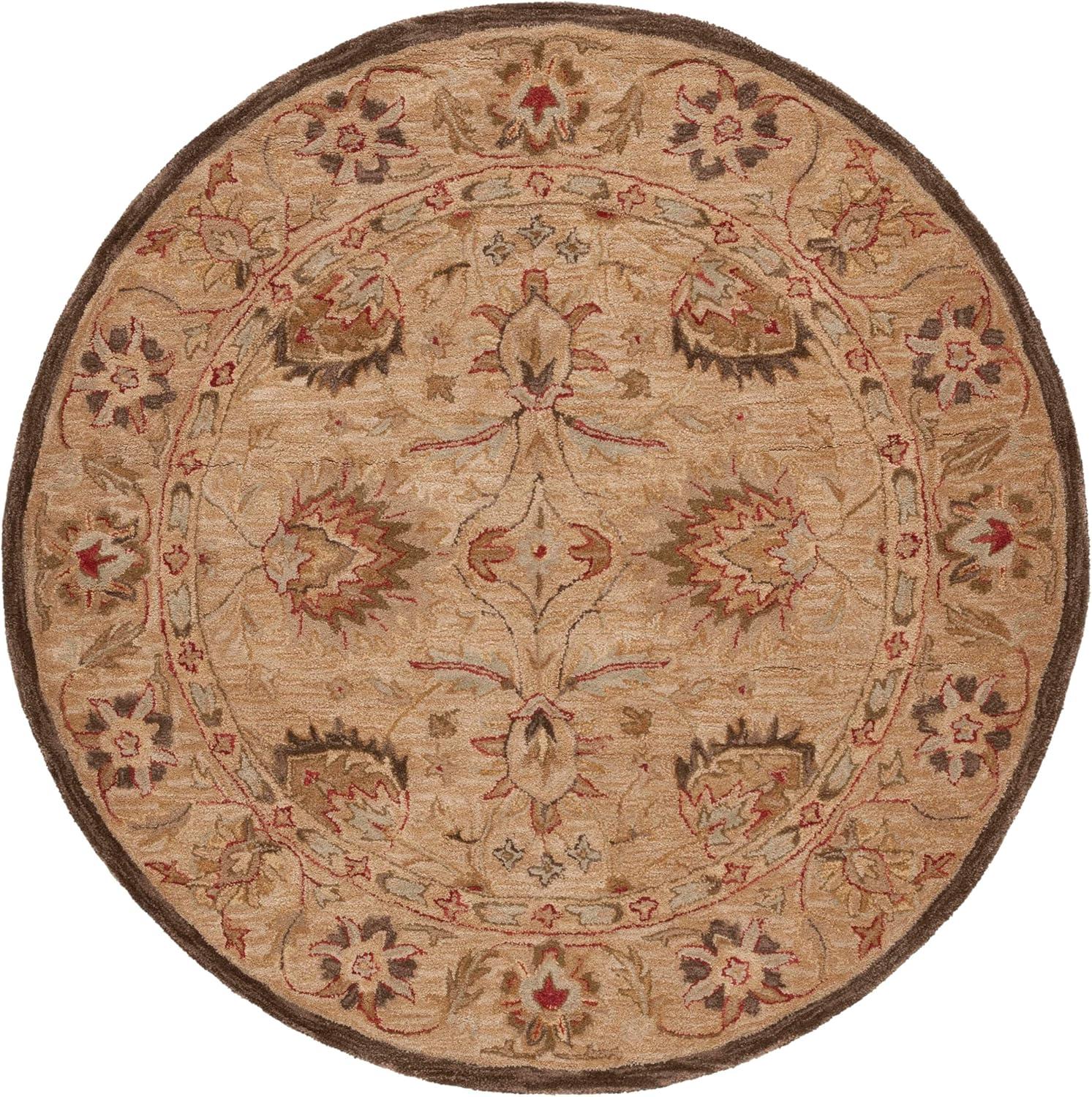 SAFAVIEH Anatolia Venice Traditional Wool Area Rug, Beige, 4' x 4' Round