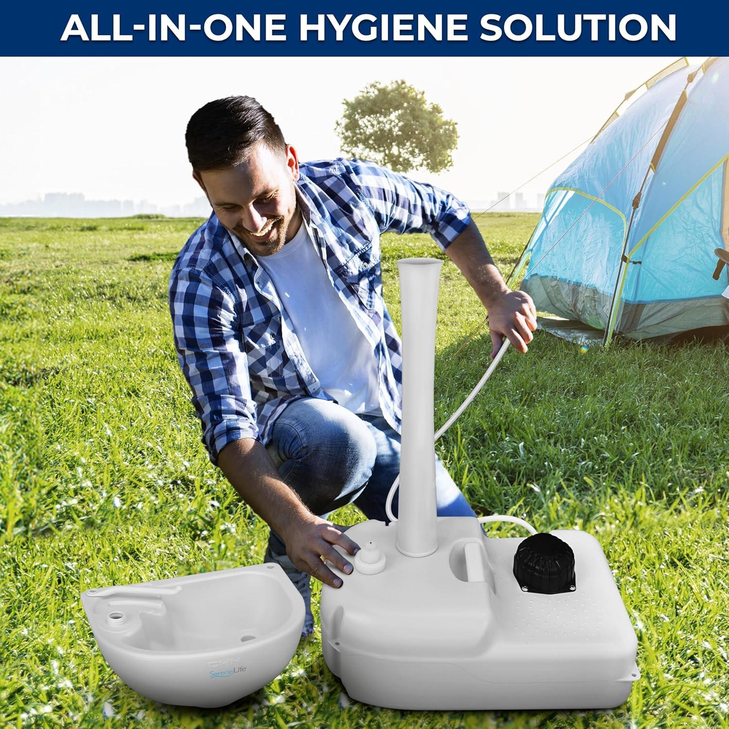 SereneLife 26'' White Plastic U-Shaped Bathroom Sink with Faucet and Overflow