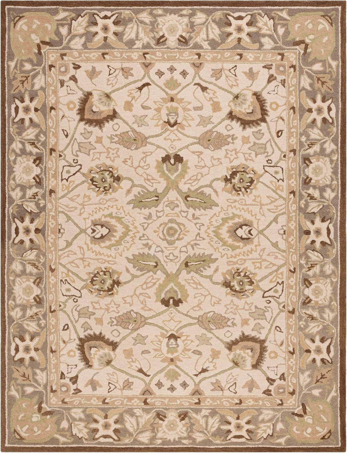SAFAVIEH Anatolia Venice Traditional Wool Area Rug, Ivory/Brown, 8' x 10'