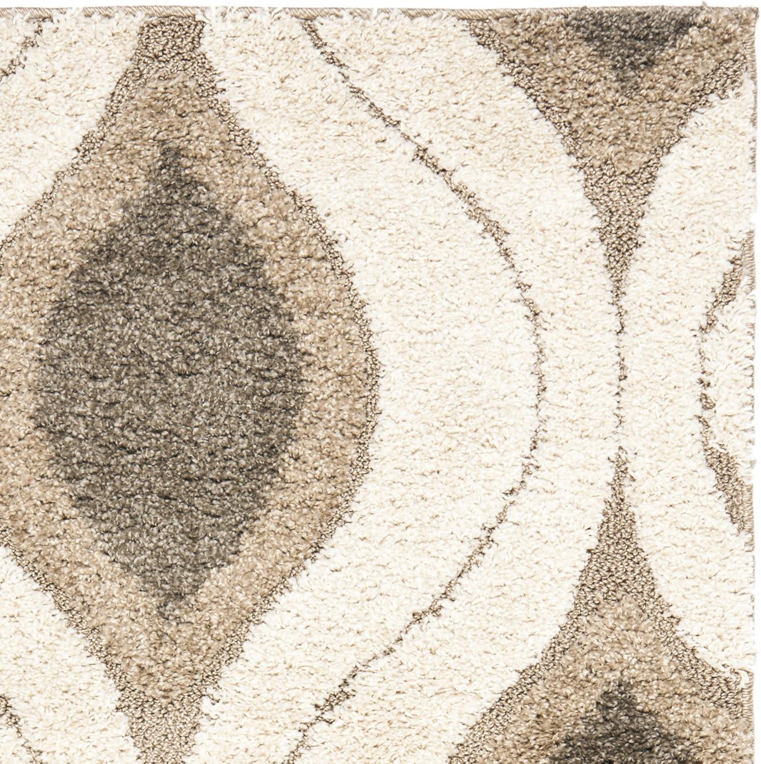 SAFAVIEH Florida Declan Geometric Swirls Shag Area Rug, Cream/Smoke, 8'6" x 12'