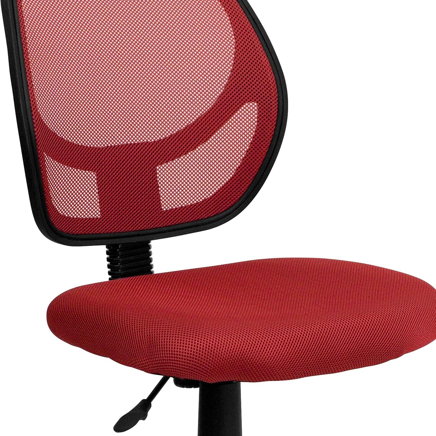 Low Back Red Mesh Swivel Task Office Chair with Lumbar Support