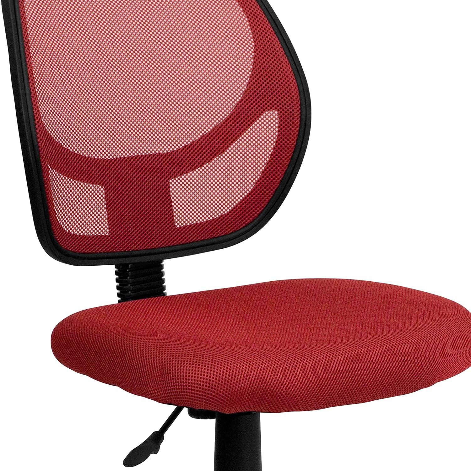 Low Back Red Mesh Swivel Task Office Chair with Lumbar Support