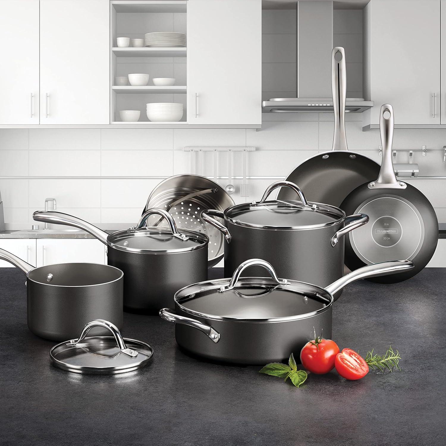 Charcoal Gray 11-Piece Nonstick Aluminum Cookware Set