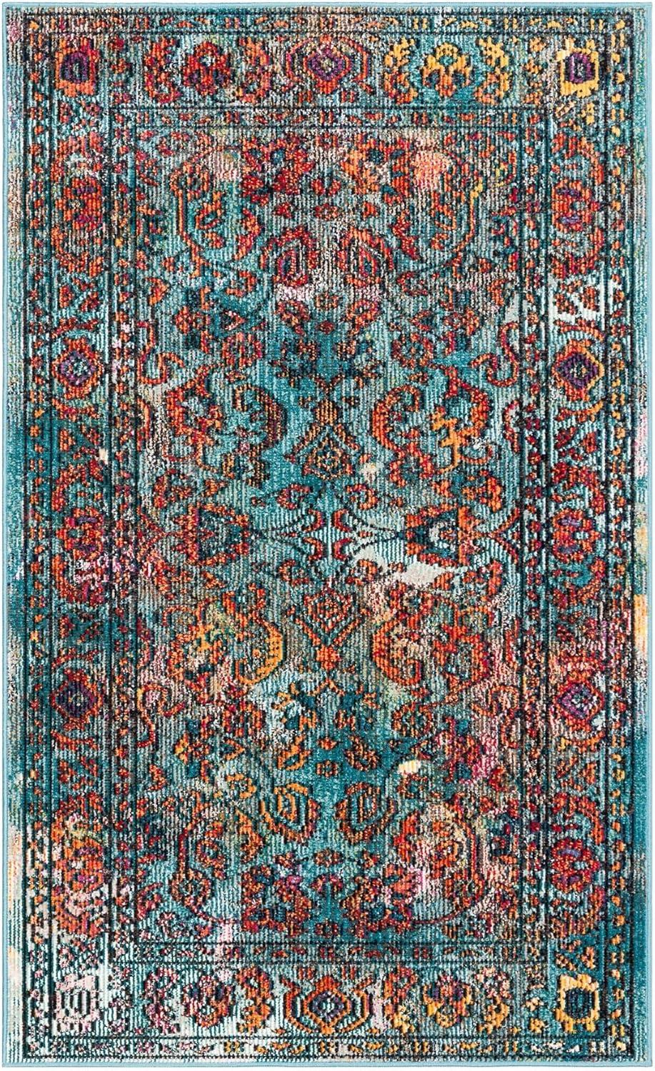 Crystal CRS515 Power Loomed Area Rug - Light Blue/Orange - 8'9"x11'9" - Safavieh.