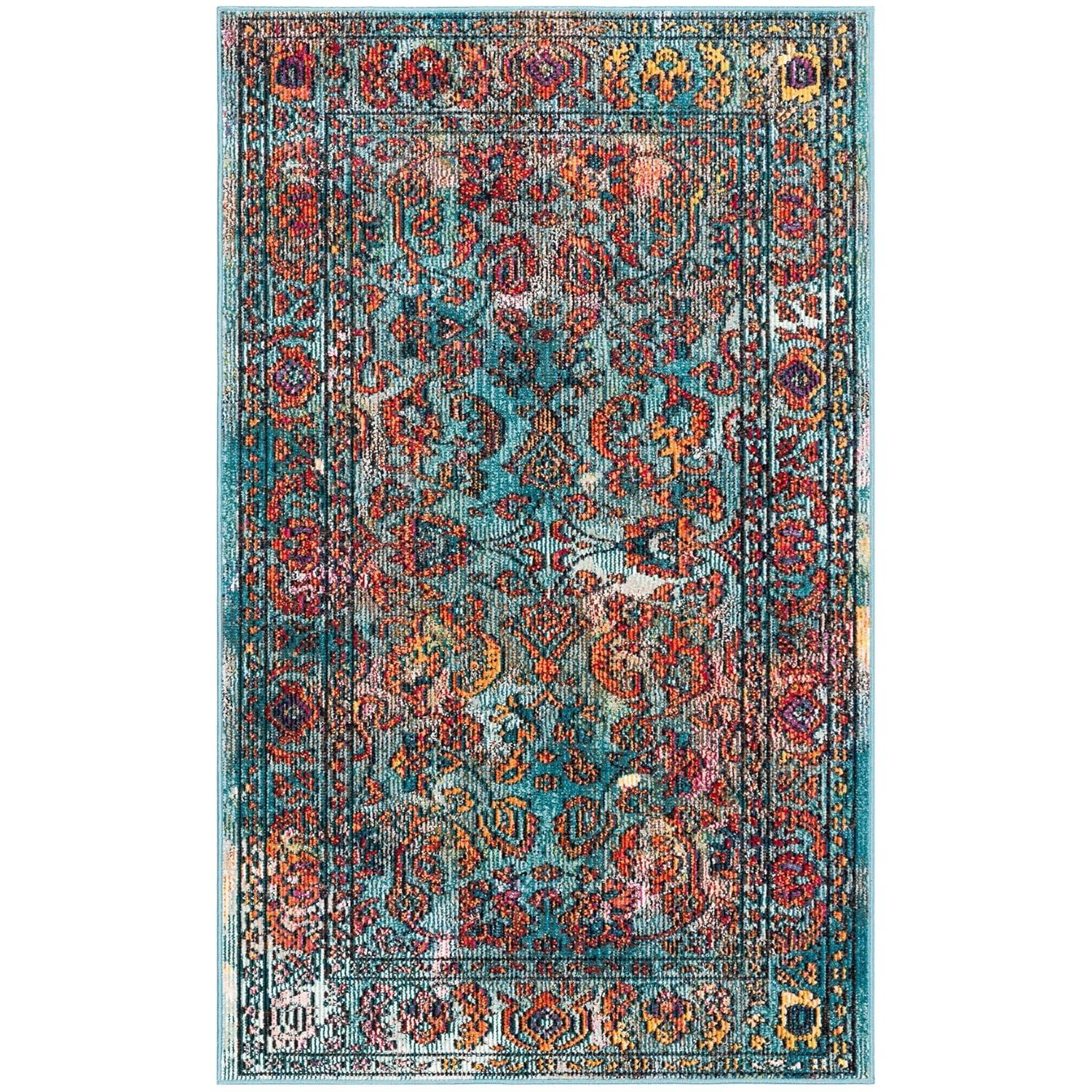 Crystal CRS515 Power Loomed Area Rug - Light Blue/Orange - 8'9"x11'9" - Safavieh.
