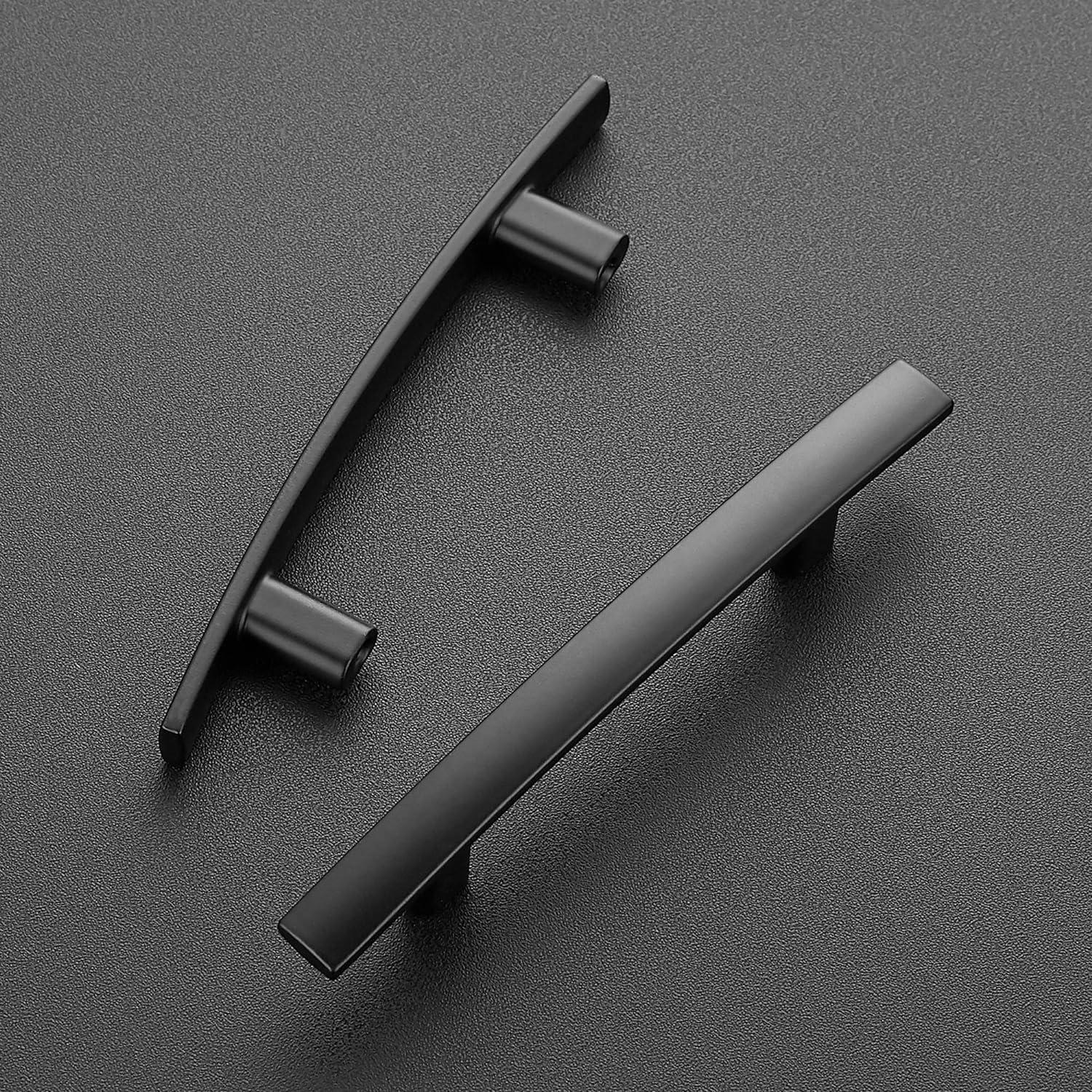 Matte Black Stainless Steel Modern Cabinet Pulls with Mounting Hardware