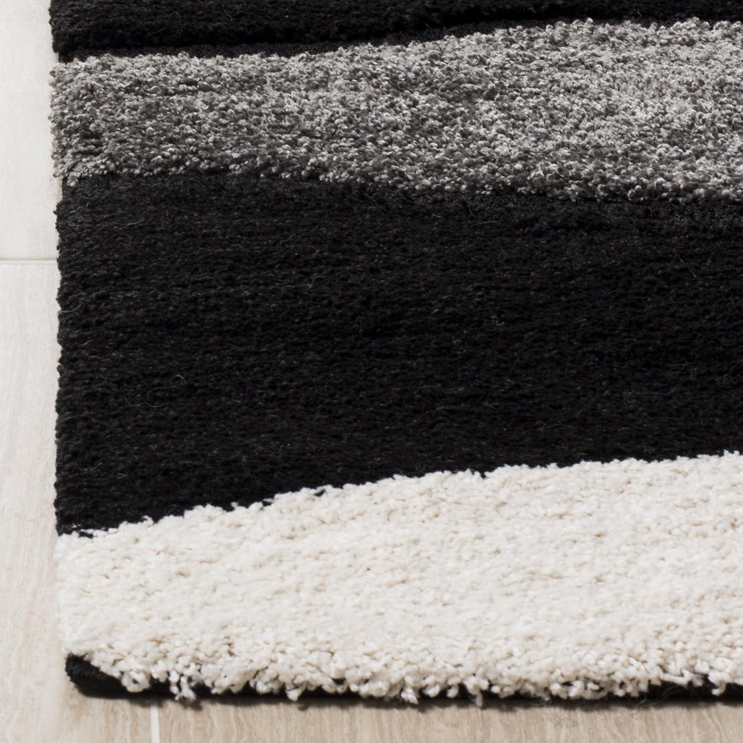 Florida Shag SG475 Power Loomed Indoor Area Rug - Grey/Black - 6'x9' - Safavieh