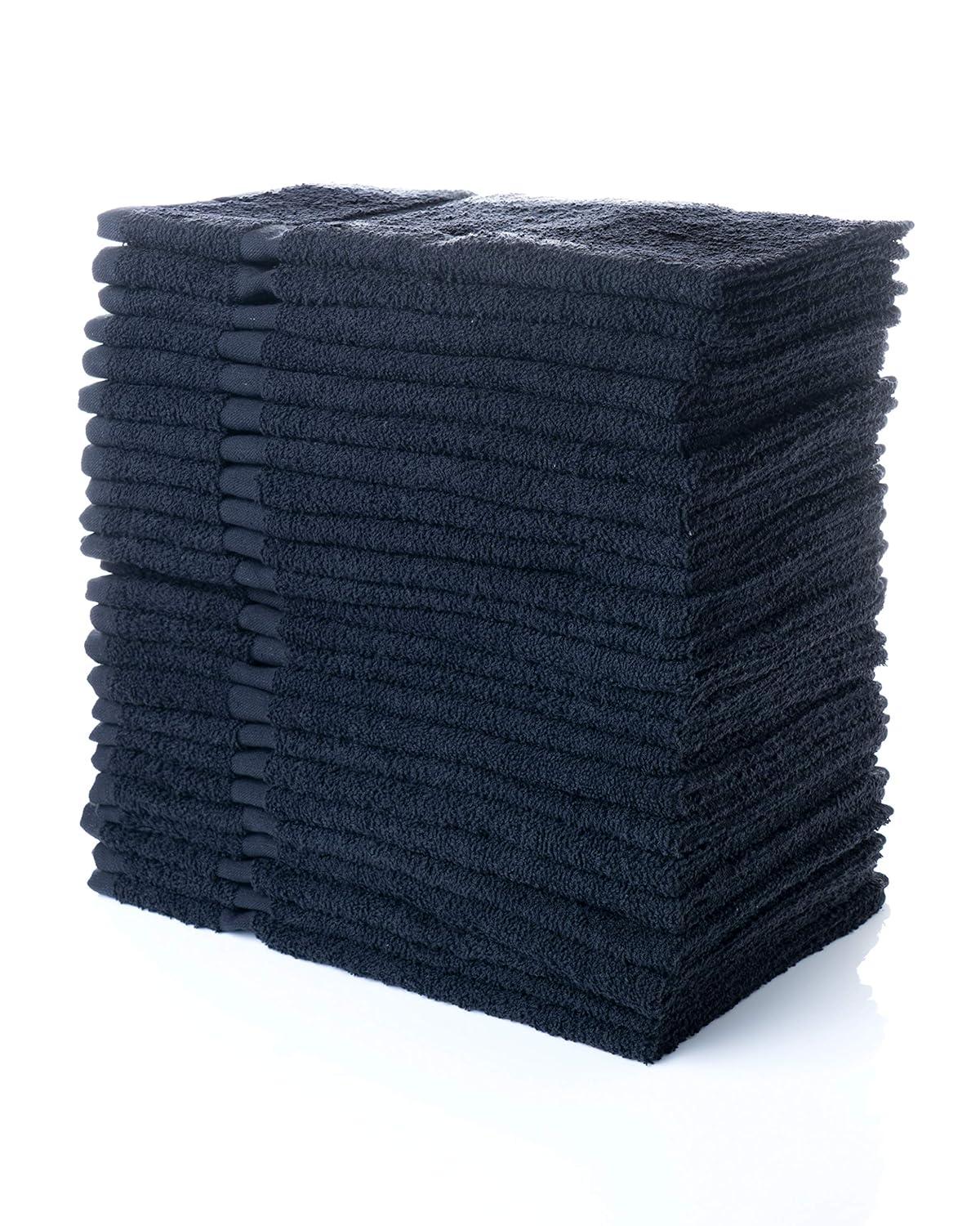 Simpli-Magic Hand Towels, Multipurpose Cotton Towels for Bathroom Use & More, 16" x 27", Black