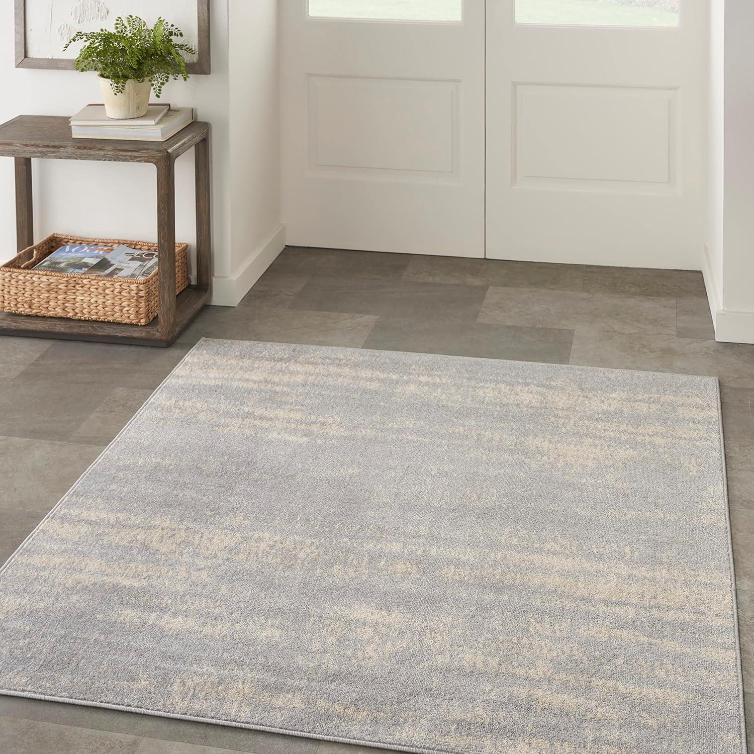 Nourison Essentials 5' x square Grey/Beige Modern Indoor/Outdoor Rug