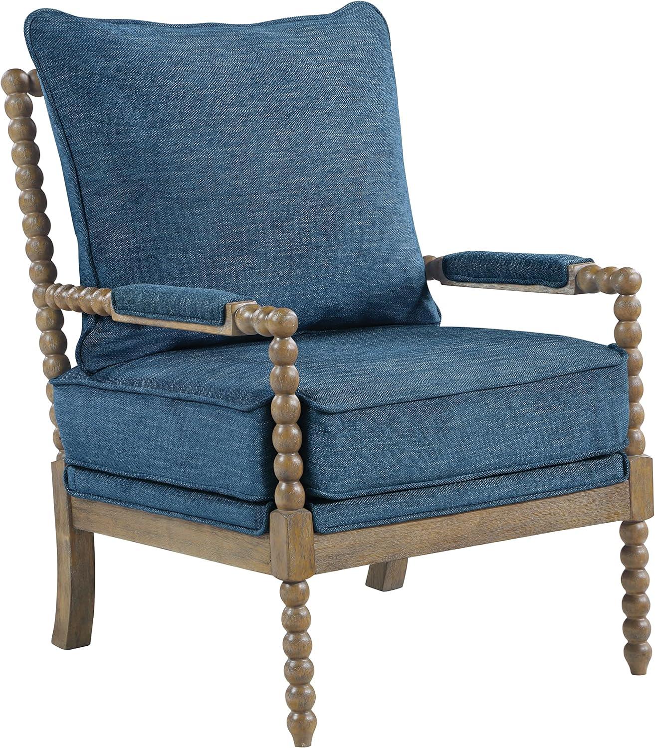 Fletcher Spindle Chair in Navy Blue Fabric with Brush Charcoal Finish