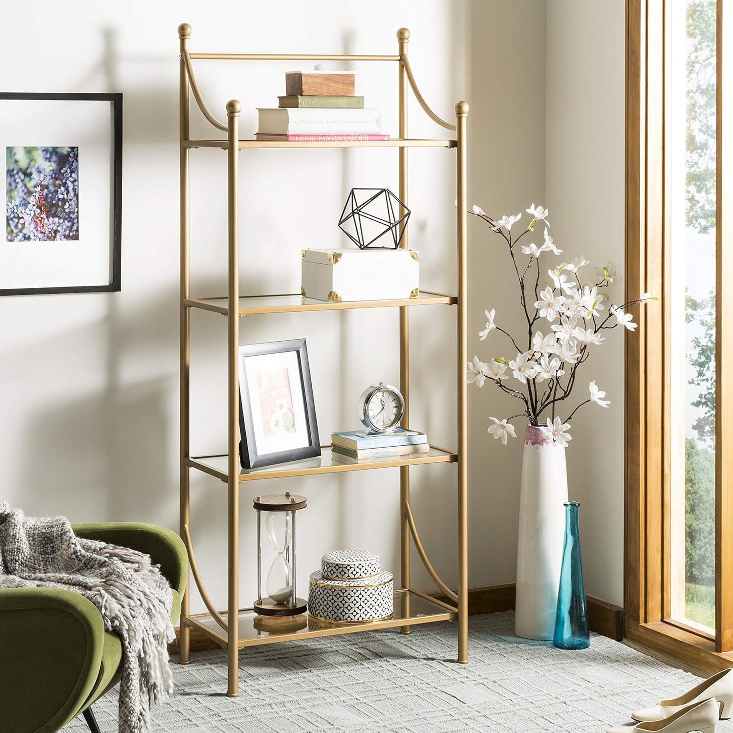 Diana 4-Tier Etagere - Tempered Glass/Gold - Safavieh