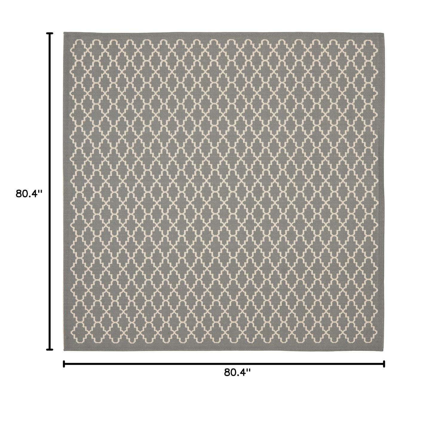 Courtyard CY6919 Power Loomed Indoor and Outdoor Area Rug - Anthracite/Beige - 6'7"x6'7" - Safavieh