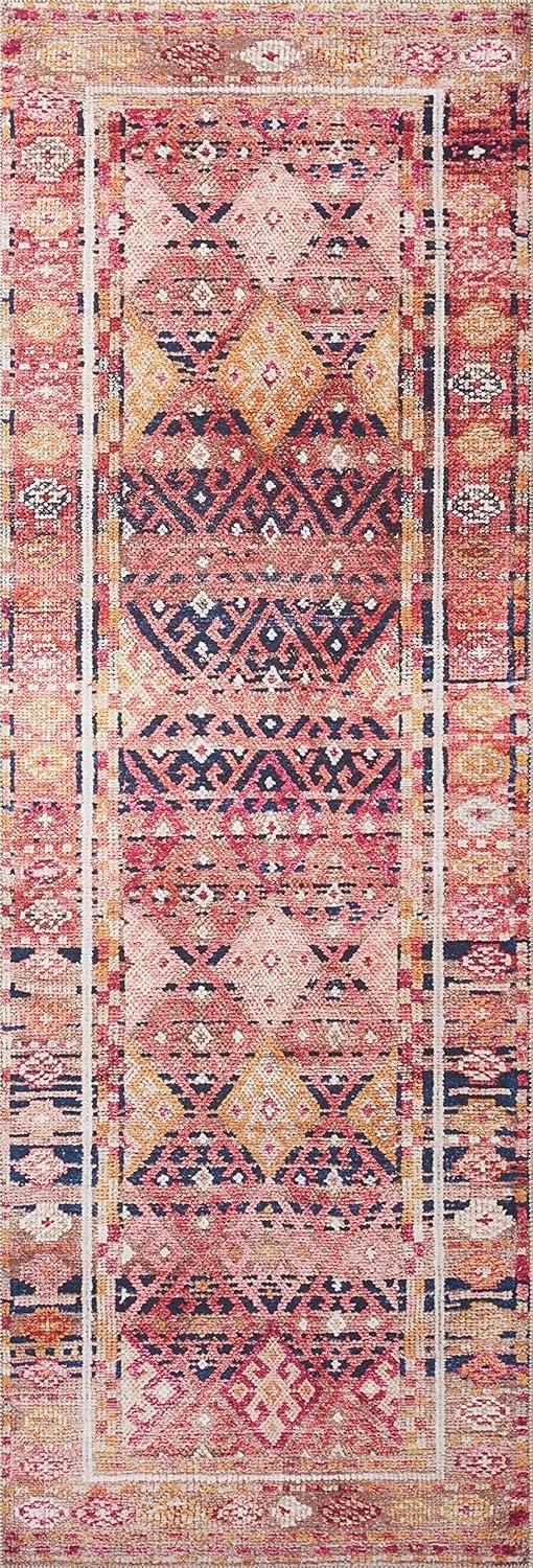 Magenta and Multicolor Synthetic Bohemian 9' x 12' Area Rug