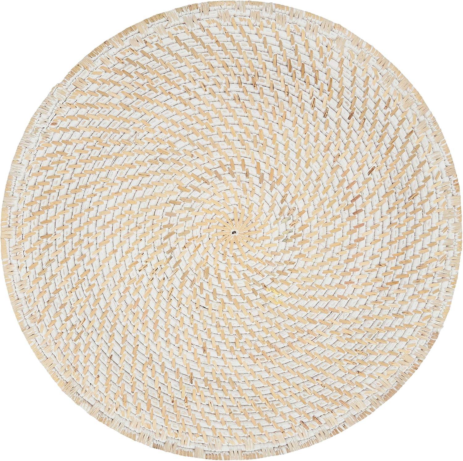 Natural Woven Rattan Round Placemats, Set of 4