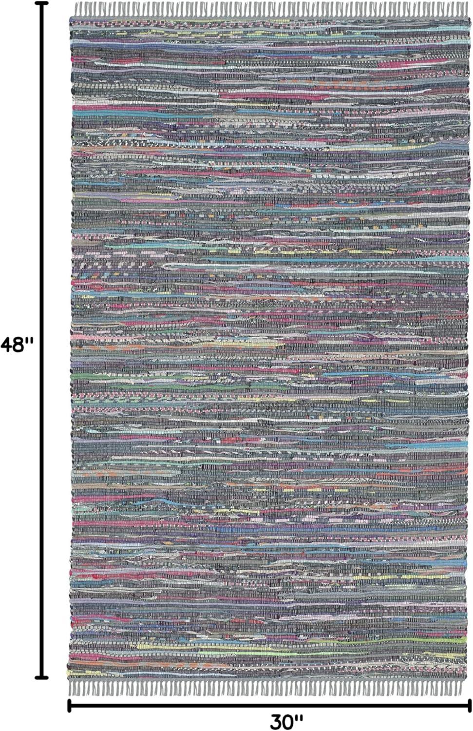 Rag Rug RAR121 Hand Woven Indoor Accent Rug - 2'6"x4' - Black - Safavieh