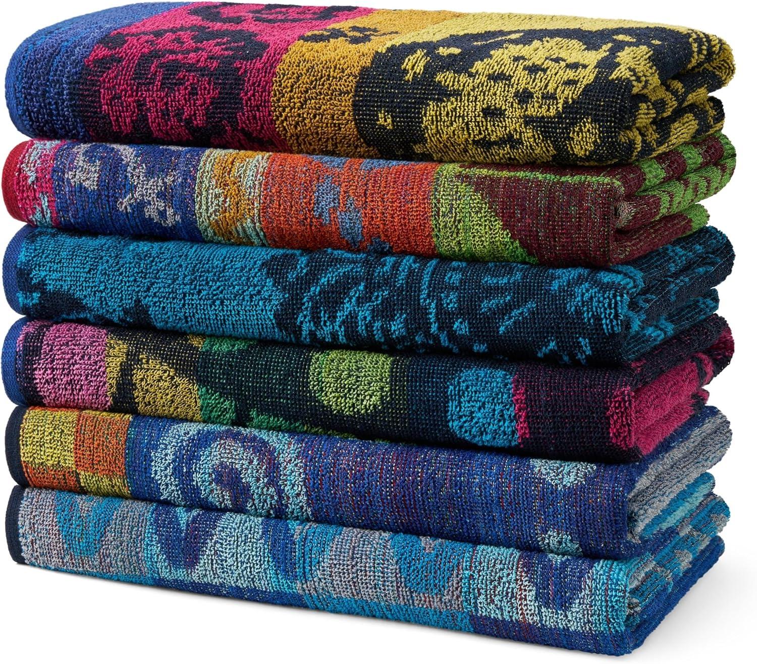 Assorted Color Cotton Fish Theme Bath Towels, 6-Pack