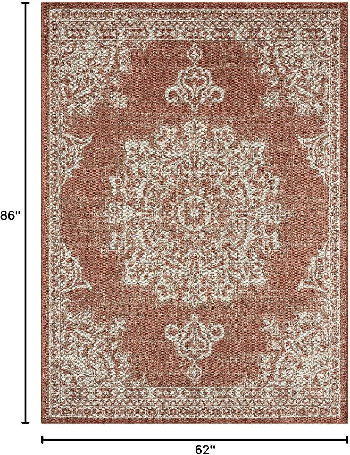 Nicole Miller Oriental Ivory/Rose Gold Indoor / Outdoor Area Rug Oriental Ivory/Rose Gold Indoor