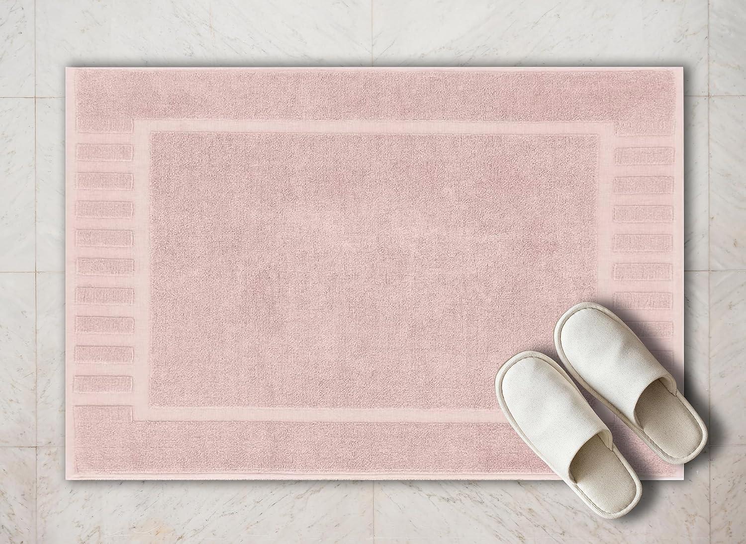 White Classic Cotton Bath Mat Floor Towel [Not a Rug] 2-Pack - 22x34" Pink