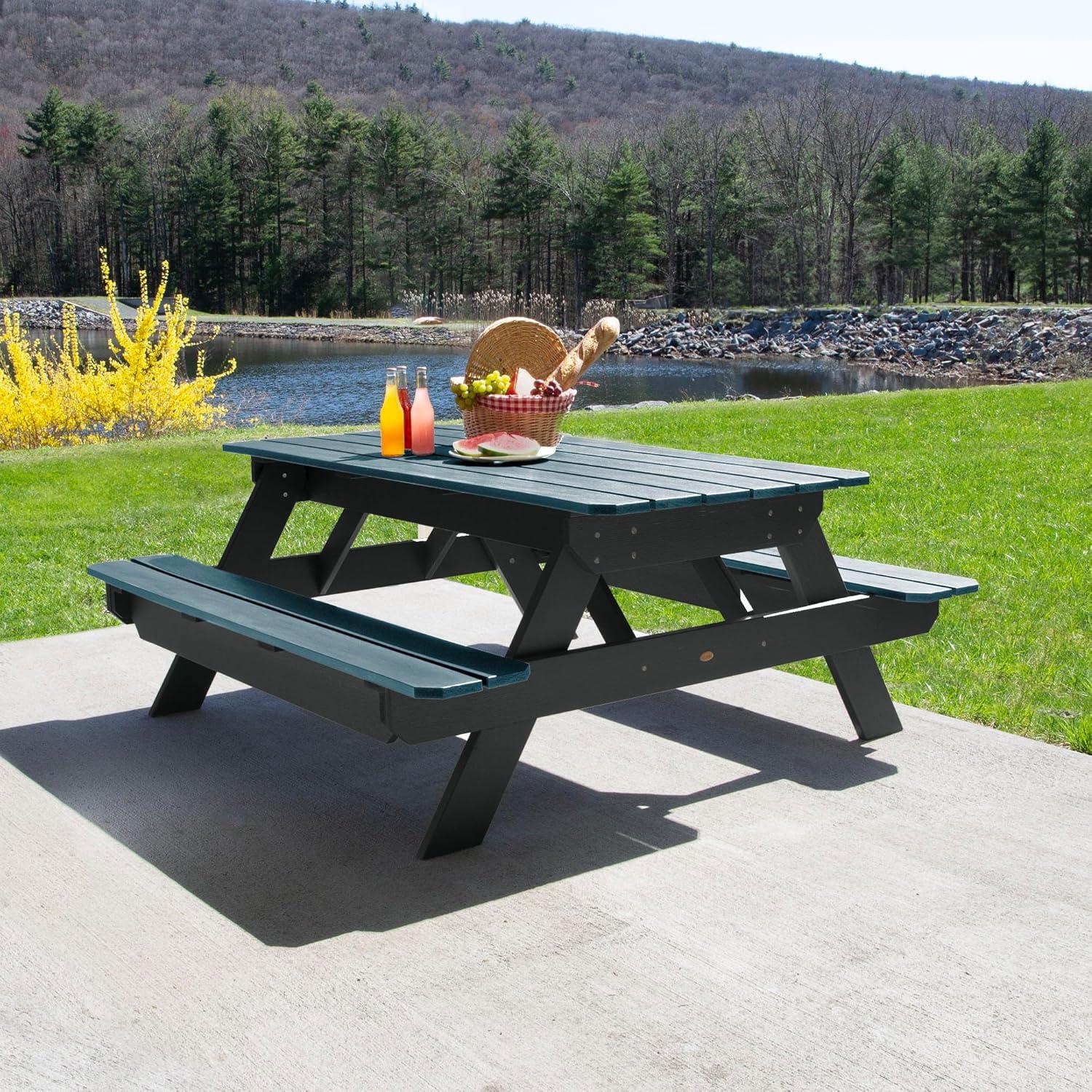 6-Foot Shale Poly Lumber Picnic Table with Black Frame