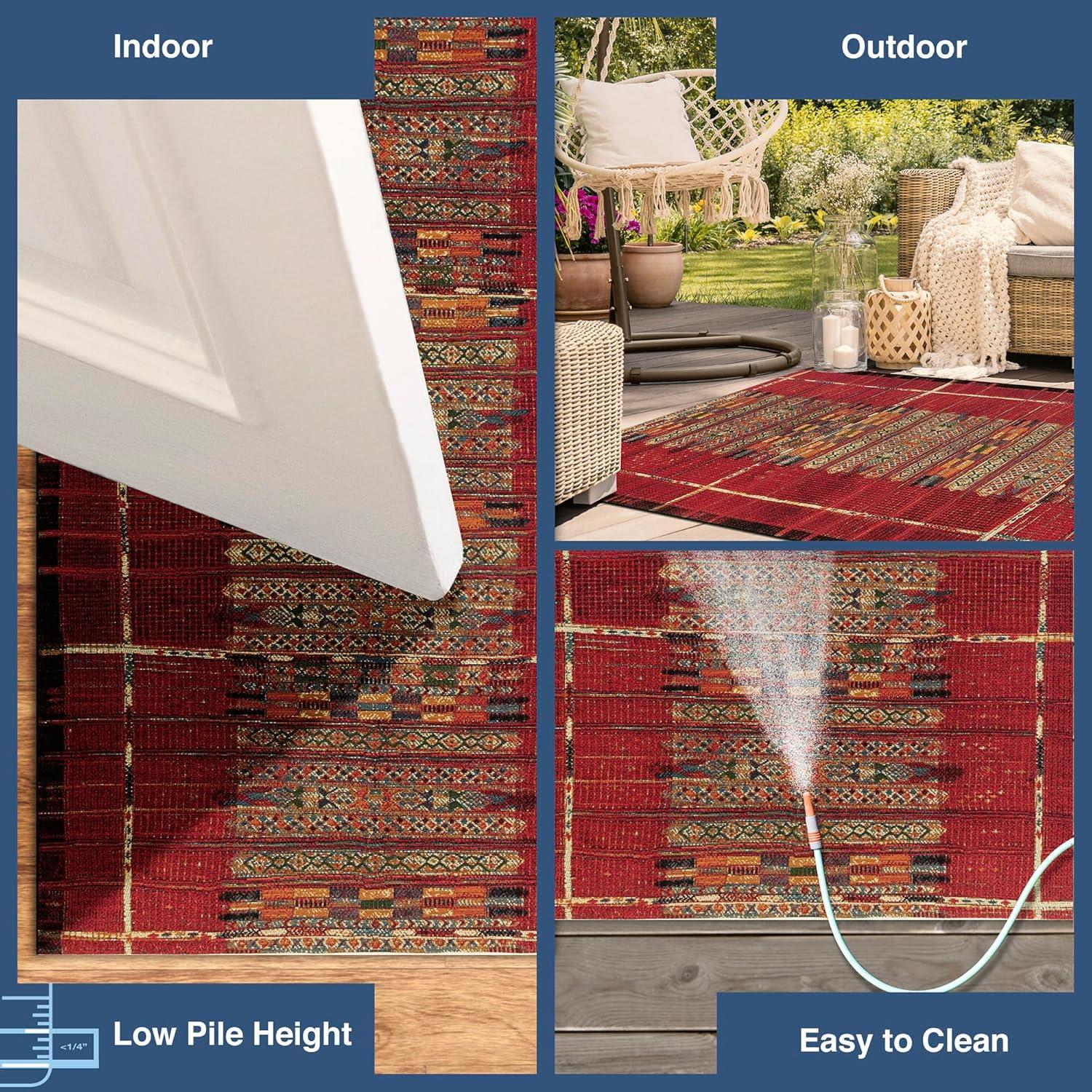 Liora Manne Marina Stripe Indoor/Outdoor Rug Red 6'6" x 9'4"