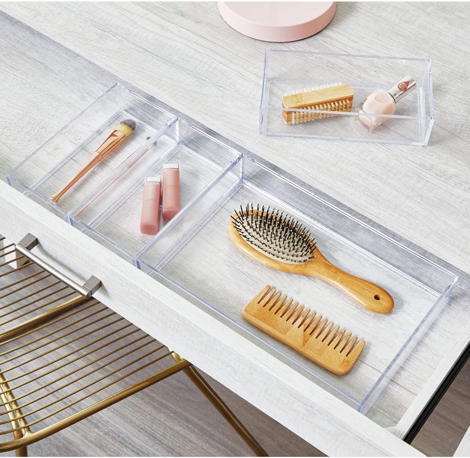 iDesign Clarity Plastic Drawer Organizer, Storage Container for Kitchen Gadgets, Corks, Sticky-Notes, Clips in Pantry, Cabinets, Countertops, 4" x 4" x 2" - Clear,X-Small