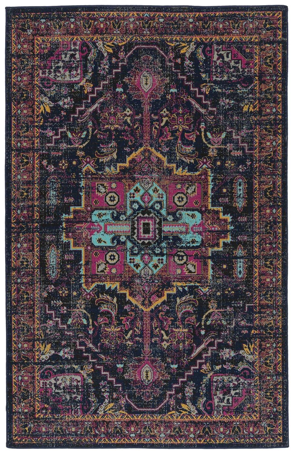 Kaleen Zuma Beach Collection 2' x 3' Modern Southwestern Throw Rug,Navy