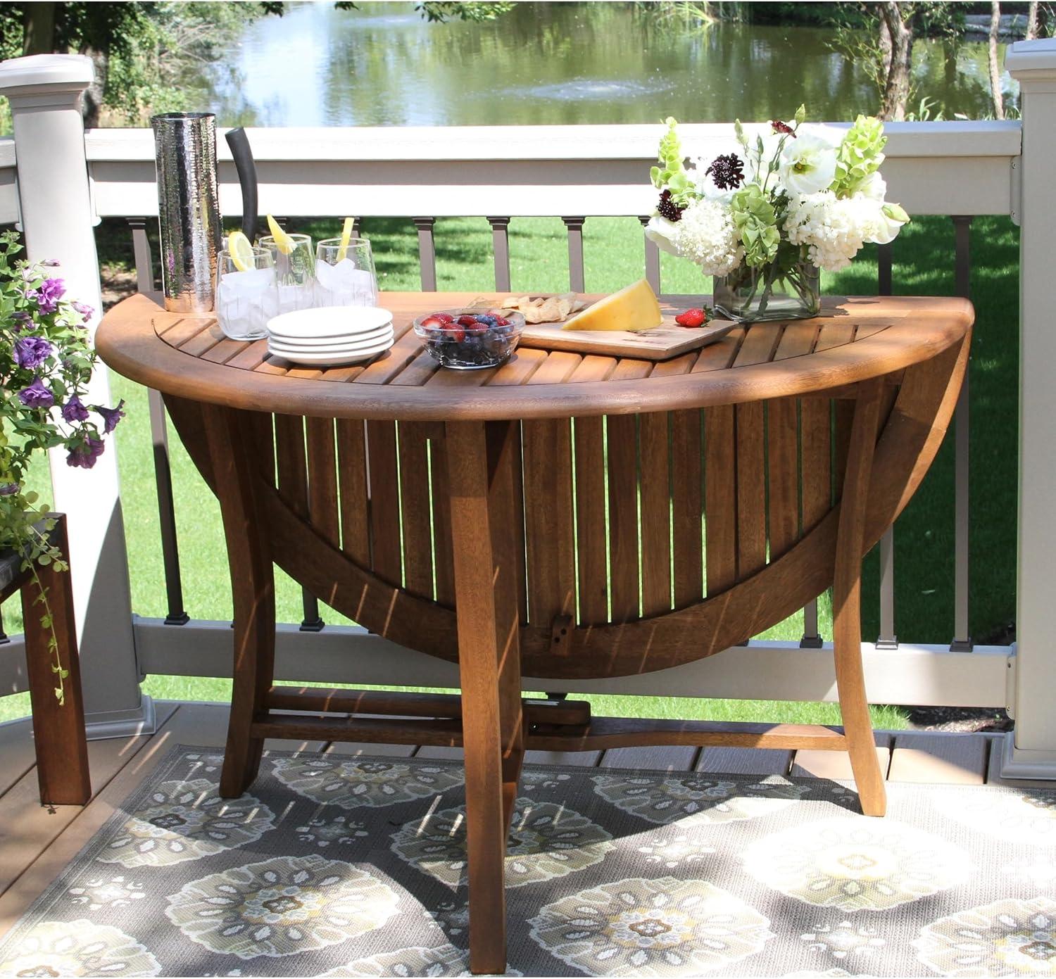 Eilaf 43" Umber Brown Eucalyptus Folding Outdoor Dining Table