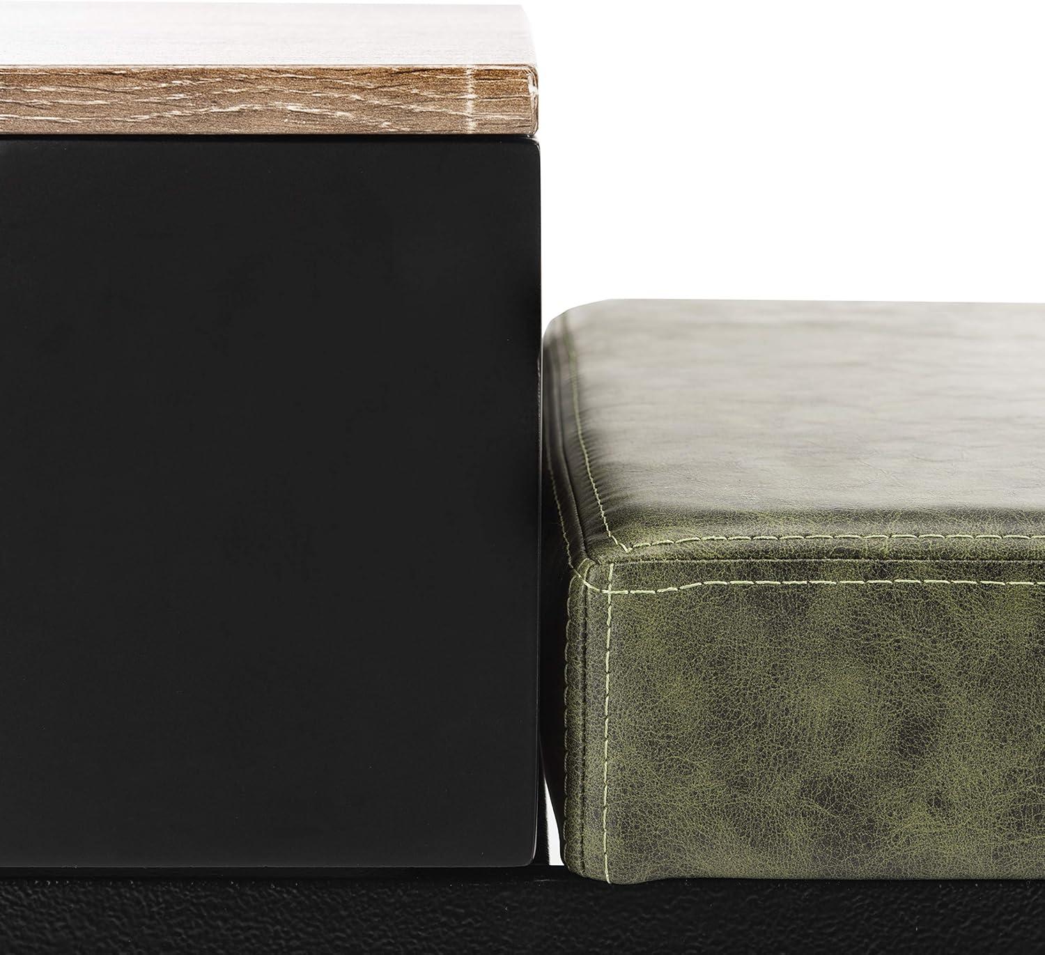 Maruka Bench with Storage - Grey Wash/Dark Green - Safavieh