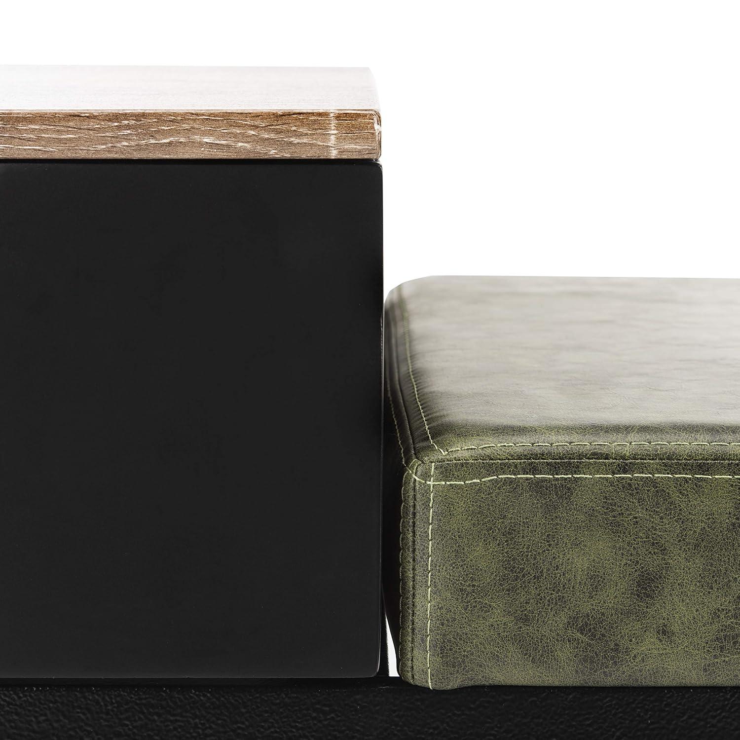 Maruka Bench with Storage - Grey Wash/Dark Green - Safavieh