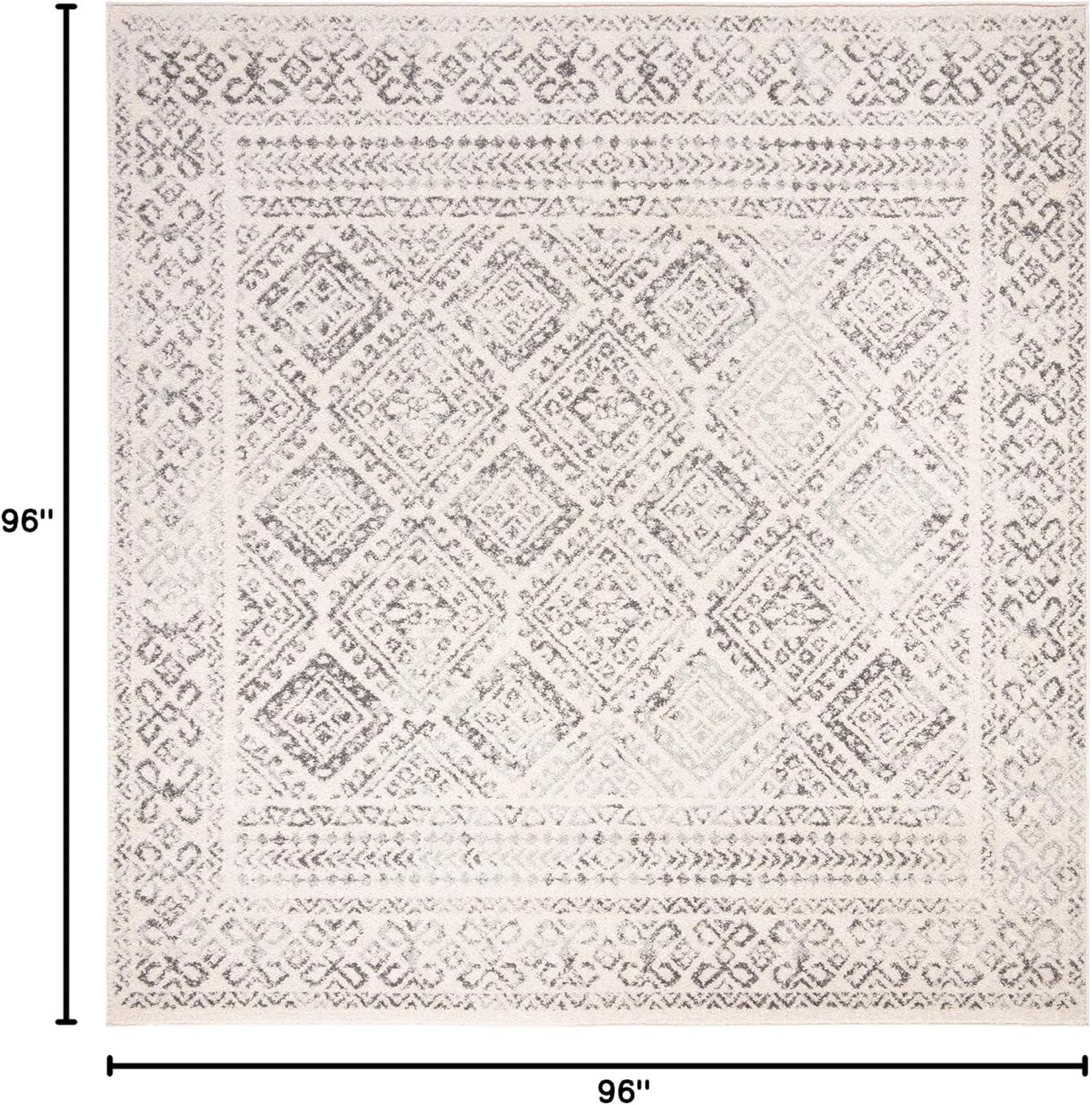 Tulum TUL264 Power Loomed Indoor Area Rug - Ivory/Grey - 8'x8' - Safavieh