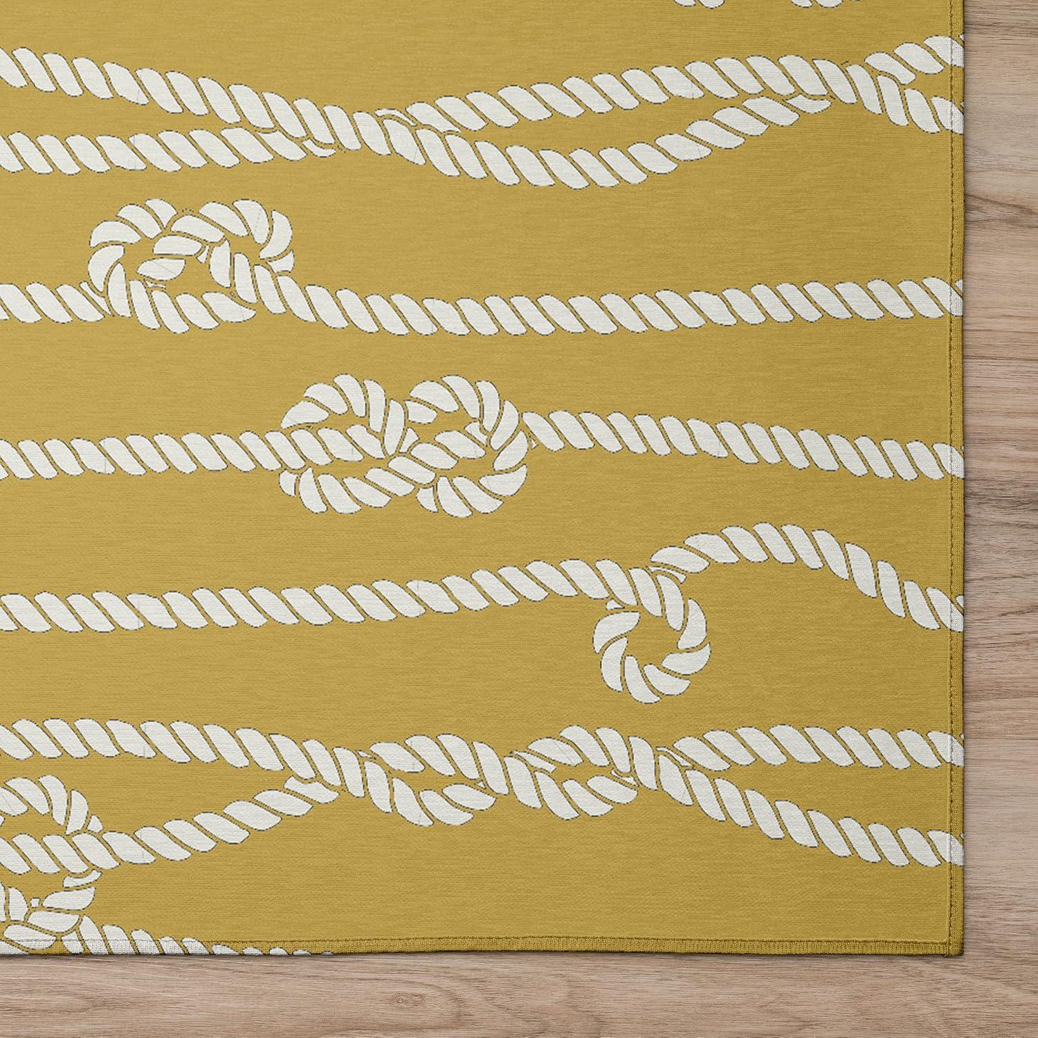 Gilded Yellow and White Flat Woven Chenille 10' x 14' Rug