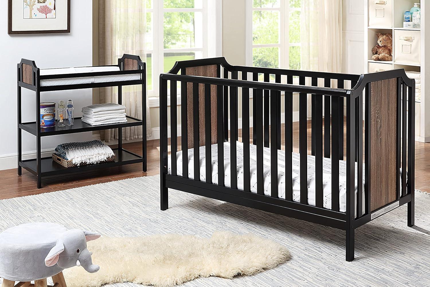 Brees Black and Walnut 3-in-1 Convertible Island Crib