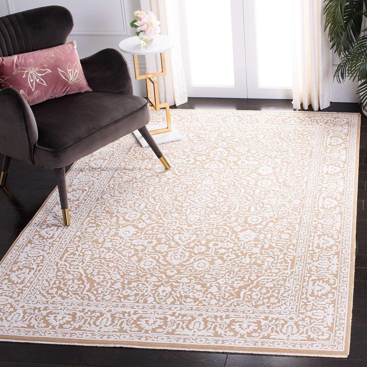 Handmade Ivory Rectangular Wool and Synthetic 4' x 6' Area Rug